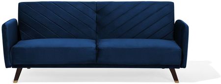 Beliani Sofa rozkładana welurowa 3-osobowa z funkcją spania retro niebieska Senja