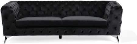 Beliani Sofa welurowa 3-osobowa pikowana chesterfield czarna nowoczesna do salonu Sotra