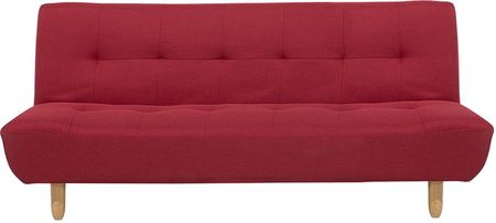 Beliani Nowoczesna sofa rozkładana tapicerowana dla 3 osób pikowana czerwona Alsten