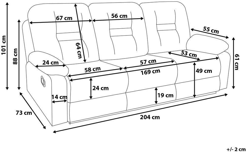 Beliani Sofa Rozk Adana Dla Os B Tapicerowana Nowoczesna Grube