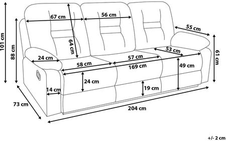 Beliani Sofa rozkładana dla 3 osób tapicerowana nowoczesna grube siedzisko beżowoszara Bergen - zdjęcie 3