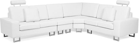 Beliani Narożnik lewostronny sofa skórzana regulowane zagłówki biały Stockholm