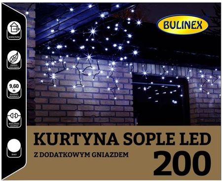 Bulinex Kurtyna Zewnętrzna Sople 200 Led 230 V 9 6 M Biała (75662)