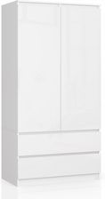 Zdjęcie Szafa Garderoba S 90Cm 2D 2Sz Biały Wysoki Połysk - Korsze