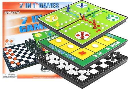 Lean Toys Gry 7W1 Zestaw Gier Planszowych Ludo Warcaby 1420