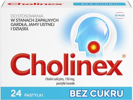 Cholinex bez cukru 24 pastylki do ssania