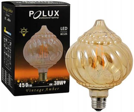 Polux Dekoracyjna Led Vintage Amber Bc125 E27 450Lm, 4W, 2700K Filament 308986