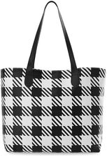 Duża shopperka pojemna torebka damska torba w kratę tote bag biało czarna Duża shopperka pojemna torebka damska torba w kratę tote bag biało czarna