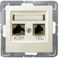 Zdjęcie Ospel Gniazdo ścienne IMPRESJA MODUŁ komp-telef. podwójne kat.6 KRONE ekran. ecru [GPKTYKM27] - Wisła