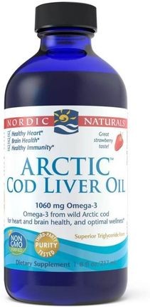 Nordic Naturals Tran Olej Z Wątroby Dorsza Arctic Cod Liver Oil O Smaku Truskawkowym 237ml