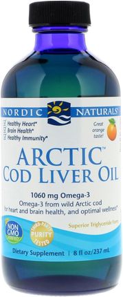 Nordic Naturals Tran Olej Z Wątroby Dorsza Arctic Cod Liver Oil O Smaku Pomarańczowym 237ml
