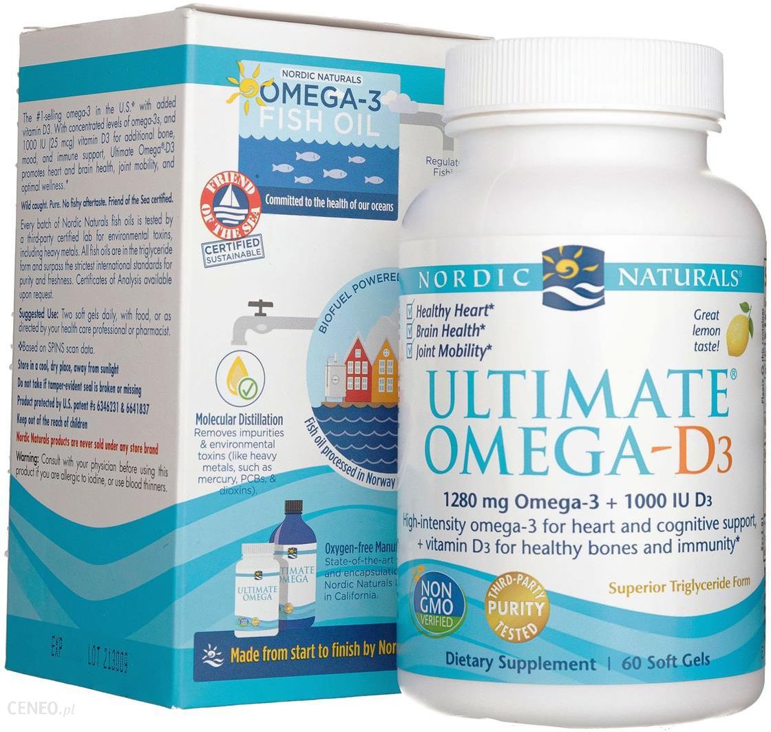 Nordic Naturals Kwasy Omega Witamina D3 Ultimate Omega D3 O Smaku Cytrynowym 60 Kaps