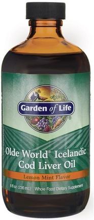 Garden Of Life Tran Olej Z Wątroby Dorsza Olde World Icelandic Cod Liver Oil O Smaku Cytrynowo-Miętowym 236ml