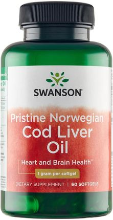 Swanson Tran Olej Z Wątroby Dorsza Pristine Norwegian Cod Liver Oil 1000mg 60 kaps