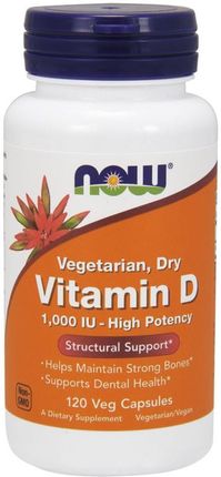 NOW Vegetarian Dry Vitamin D 1,000 IU-High Potency 120 kaps