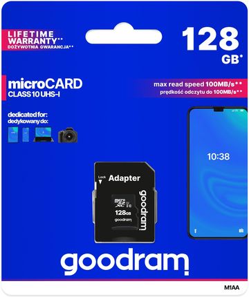 GOODRAM 128GB MICRO CARD cl 10 UHS I + adapter (M1AA-1280R12)
