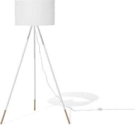 Beliani Nowoczesna lampa stojąca trójnóg 157 cm okrągły abażur biała Tobol