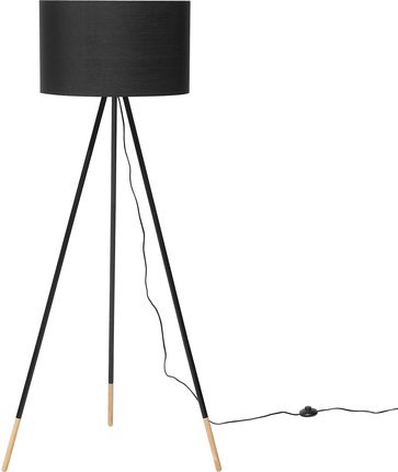 Beliani Nowoczesna lampa stojąca trójnóg 157 cm okrągły abażur czarna Tobol