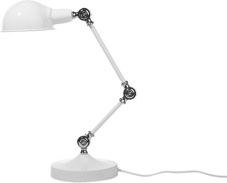 Beliani Lampa biurkowa biała nowoczesna metalowa regulowane ramię do biura Cabris