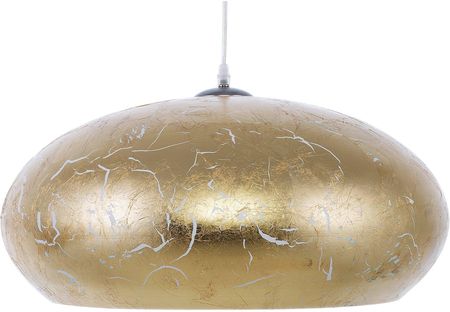 Beliani Lampa sufitowa wisząca złota metalowa 160 cm postarzany klosz okrągła Limnatis