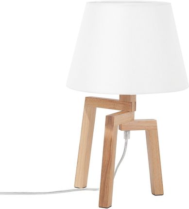Beliani Skandynawska lampa stołowa nocna 42 cm biała jasne drewno Nalon