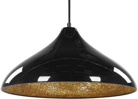 Beliani Nowoczesna lampa wiszącą metalowa tłuczone szkło czarna Iskar