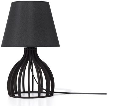 Beliani Lampa stołowa na biurko 36 cm drewniana z abażurem czarna Agueda