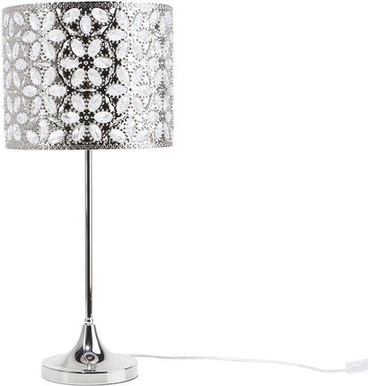 Beliani Lampa stołowa dekoracyjna lampka metalowy klosz kryształki srebrna Sajo S