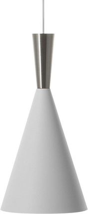 Beliani Lampa wisząca biała ze srebrnym glamour metalowa stożkowaty klosz 190 cm Tagus
