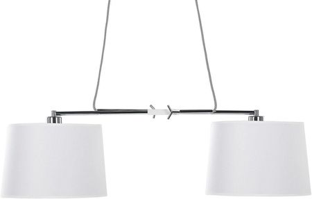 Beliani Podwójna lampa wisząca biała ze srebrnym nowoczesna dwa klosze Fucino