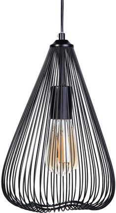 Beliani Lampa wisząca czarna industrialna metalowy klosz podłużna kropla Conca