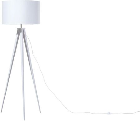 Beliani Lampa podłogowa trójnóg metalowa z tekstylnym białym kloszem Stiletto
