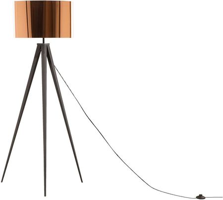 Beliani Lampa podłogowa trójnóg metalowa z tekstylnym miedzianym kloszem Stiletto