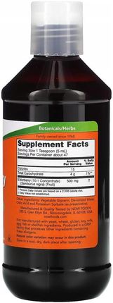 Nowfoods Czarny bez ELDERBERRY 500mg 237ml - zdjęcie 2