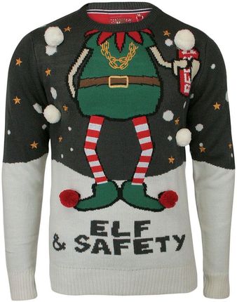 Sweter Świąteczny Z Elfem Pompony Męski Brave Soul Swbrsaw18Safetycharcoal