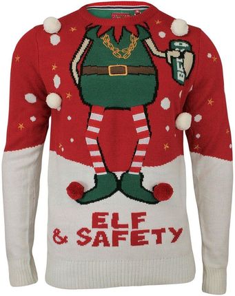 Sweter Świąteczny Z Elfem Pompony Brave Soul Męski Swbrsaw18Safetyred