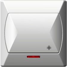 Zdjęcie Ospel Wyłącznik ścienny AKCENT krzyżowy z podśw. biały - Buk