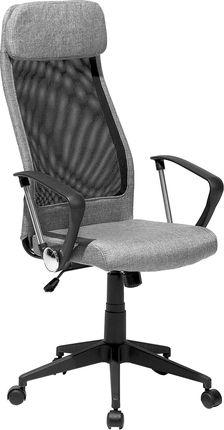 Beliani Krzesło fotel biurowy tapicerowane obrotowe regulowane szare Pioneer