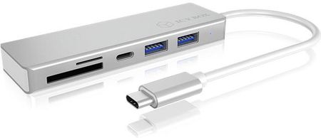 IcyBox 3-portowy Hub USB Type-C (2x Type-C and 1x Type-A), czytnik kart (IBHUB1413CR)