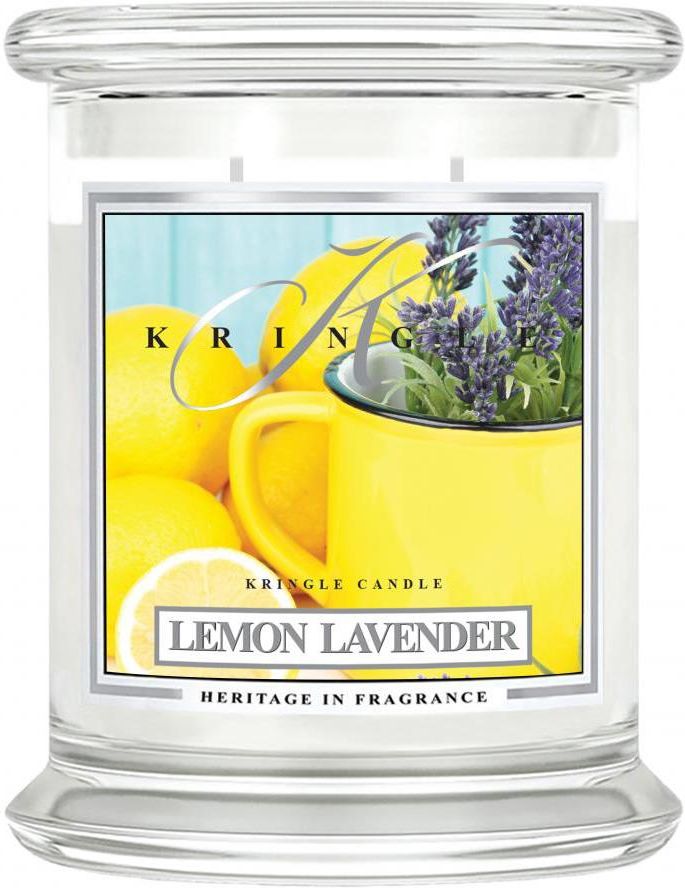Kringle Candle Lemon Lavender Średni Klasyczny Słoik 411G Z 2 Knotami