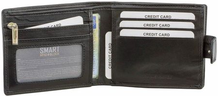 Portfel Męski Skórzany RFID Karty Monety Dowód Rejestracyjny Czarny