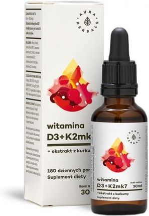 Aura Herbals Witamina D3 2000IU + K2MK7 + ekstrakt z kurkumy 30ml