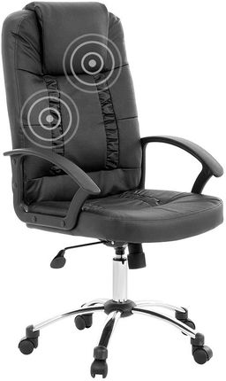 Blmeble Krzesło Biurowe Czarne Skóra Ekologiczna Funkcja Masażu Relax