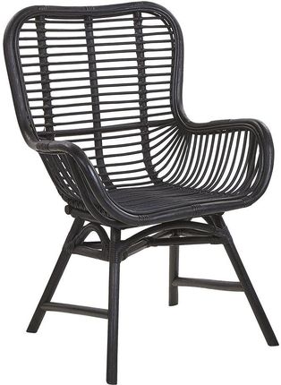 BELIANI Rattanowe krzesło wysokie oparcie plecione czarne fotel styl boho Togo