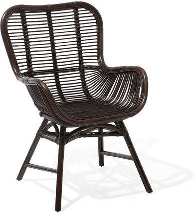 BELIANI Rattanowe krzesło wysokie oparcie plecione brązowe fotel styl boho Togo