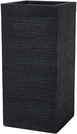 Beliani Donica ogrodowa czarna kwadratowa gliniana z teksturą 33 x 33 x 77 cm Dion