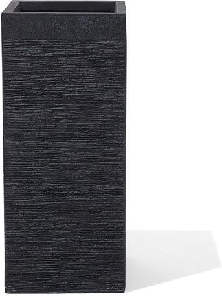 Beliani Donica ogrodowa czarna kwadratowa gliniana z teksturą 26 x 26 x 60 cm Dion