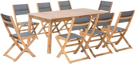 Beliani Ogrodowy zestaw mebli jadalniany drewniany 8 osób krzesła stół rozkładany Cesana