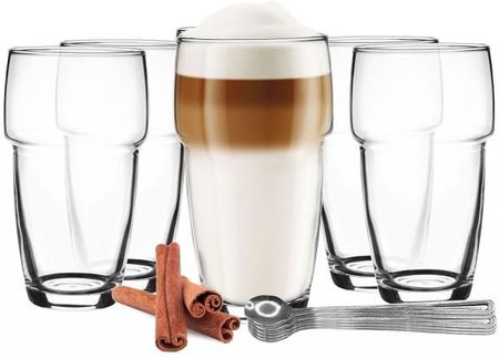 Glasmark Szklanki Do Latte Kawy Drinków Zestaw 12 Elementów Z Łyżeczkami