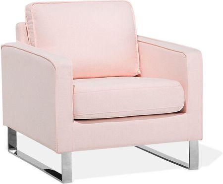 Beliani Fotel tapicerowany różowy metalowe nogi ze stali nierdzewnej do salonu Vind